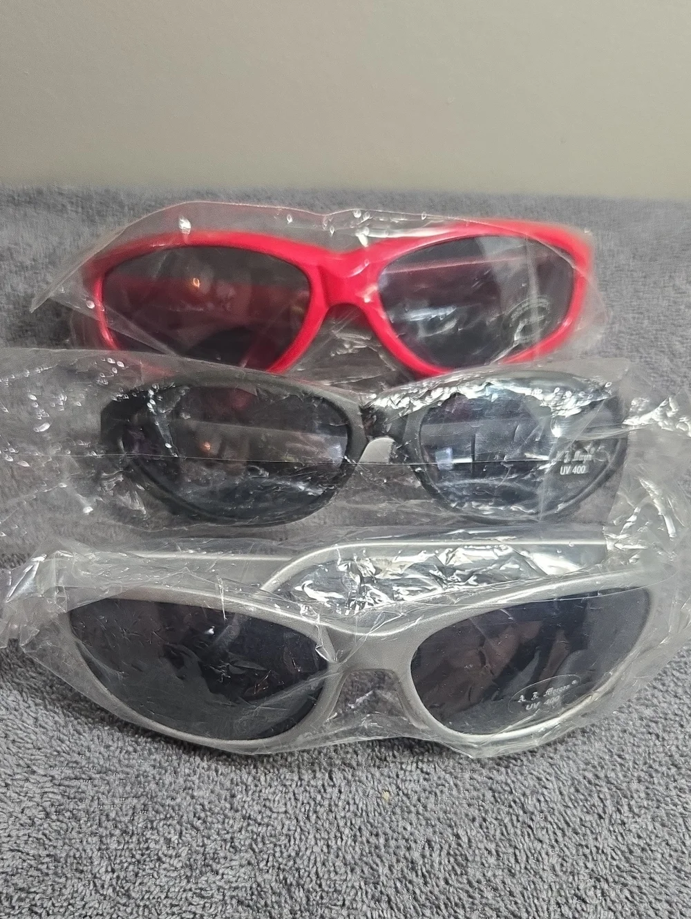 NWT A.J. Morgan Sport Wrap Sunglasses Bundle - Set of 3 (Silver, Red, Black)